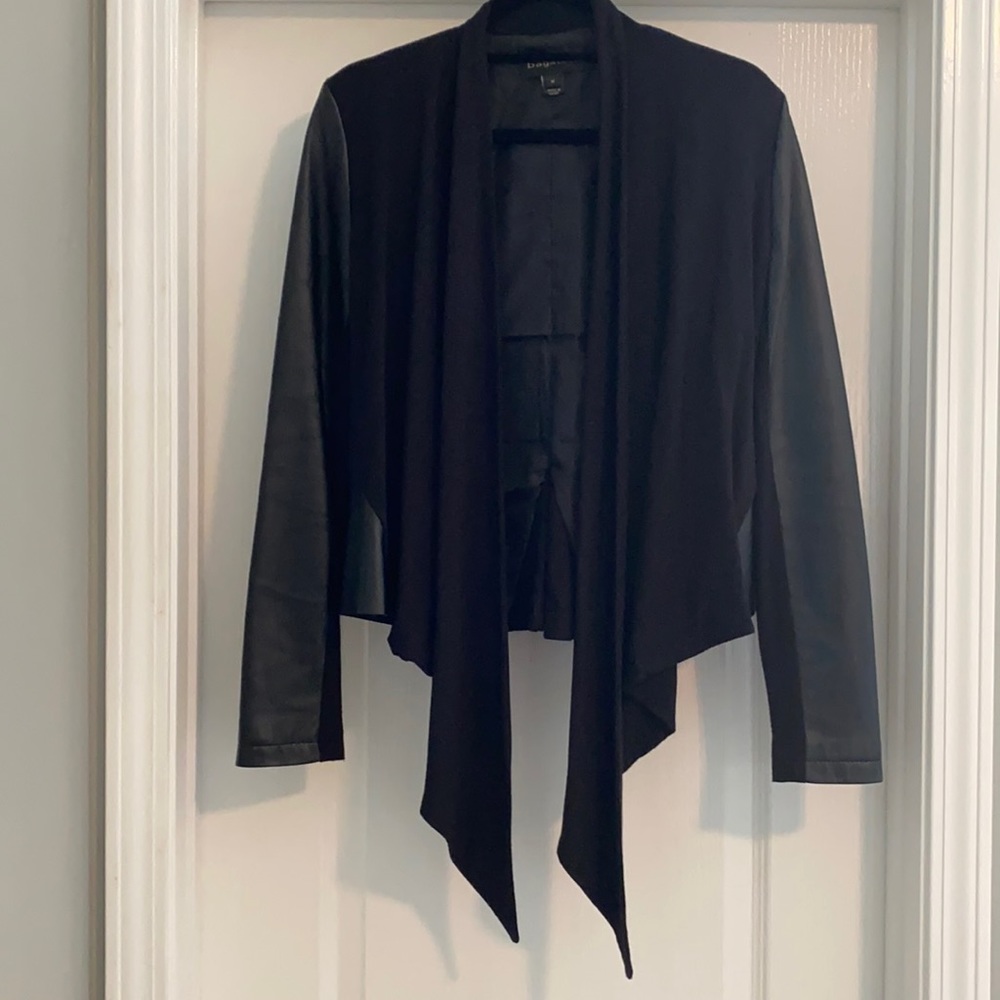 Black leather and knit light jacket. Size medium.
